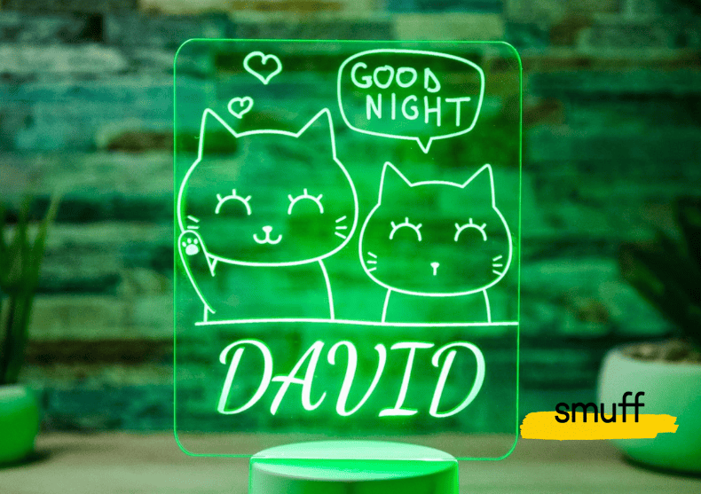 Lampa 3D Good Night Kids - Cu doua pisicute kawai image