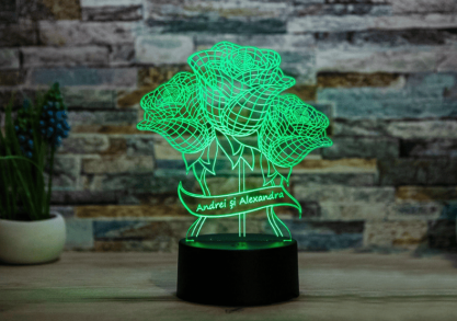 Lampa 3D Buchet de flori cu mesaj --  Transmite gandurile tale dulci