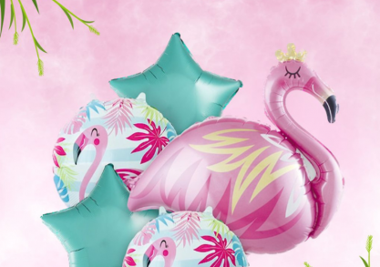 Flamingo pink 5buc -- 1 flamingo urias si 4 baloane distractive!