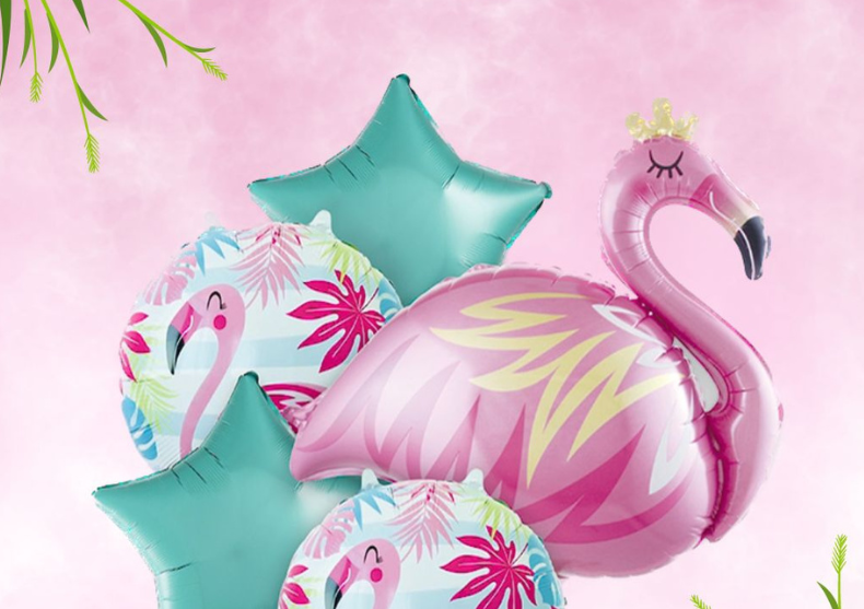 Flamingo pink 5buc -- 1 flamingo urias si 4 baloane distractive! image